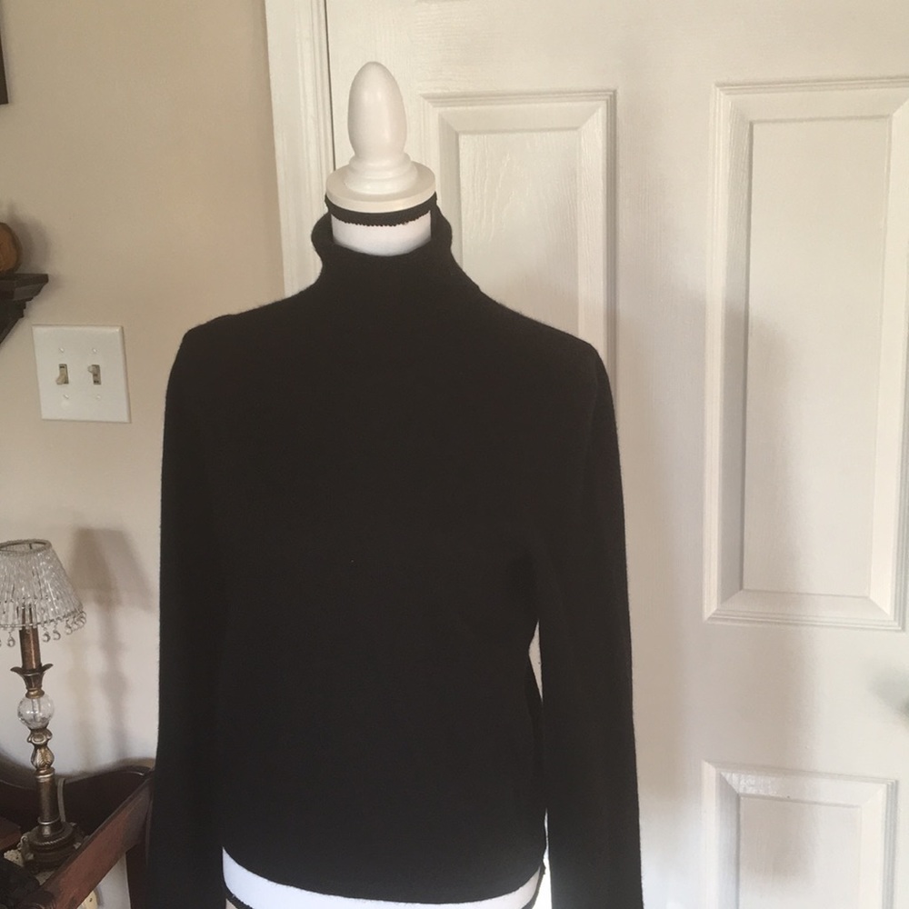 Black cashmere turtleneck sweater